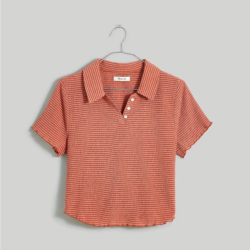 Madewell Crinkle Polo Crop Top